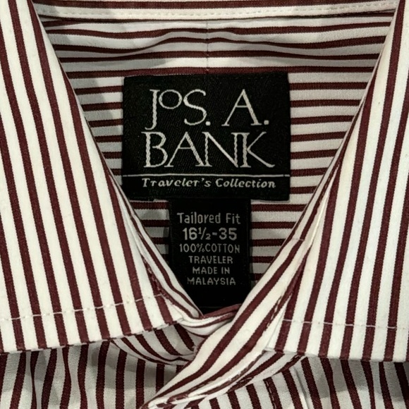 Jos. A. Bank Traveler’s Collection Maroon Striped Dress Shirt - Picture 5 of 5